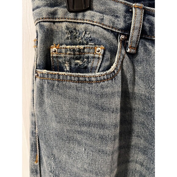 MNML Jeans Mens Sz 28 Distressed Destroyed Button Fly Slim grunge streetwear New - Picture 2 of 14